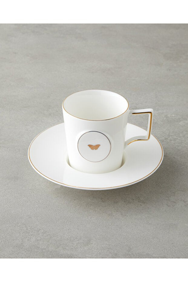 Professional English Home Porcelain Double Coffee Cup Set - 4 Piece 155ml - TryAladdin