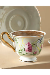 Professional English Home Vanilla Bone China Coffee Cup Set - 4 - Piece, 90ml Capacity - TryAladdin