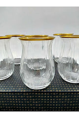 Professional Gold Gilded Turkish Tea Glass Set - 6 Pieces x 145ml - TryAladdin