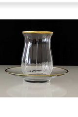 Professional Gold Gilded Turkish Tea Glass Set - 6 Pieces x 145ml - TryAladdin