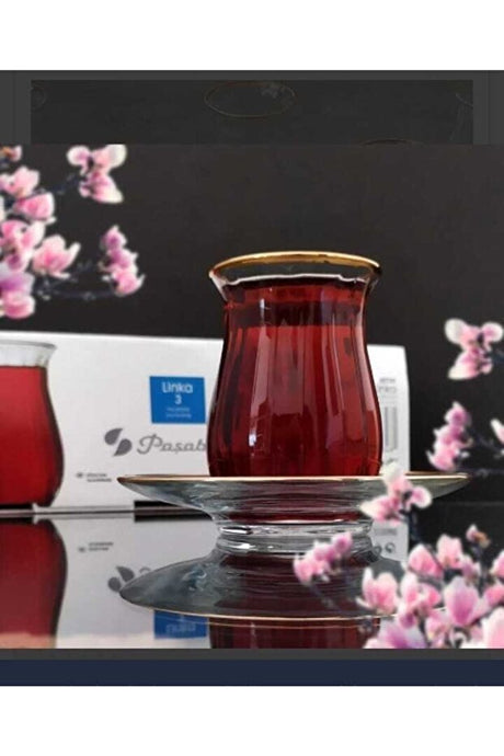 Professional Gold Gilded Turkish Tea Glass Set - 6 Pieces x 145ml - TryAladdin