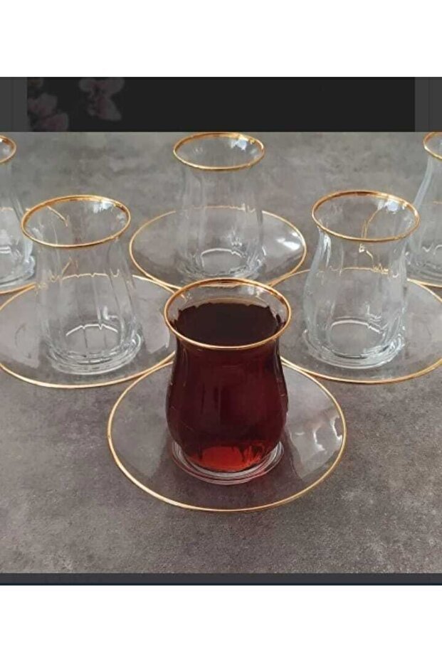 Professional Gold Gilded Turkish Tea Glass Set - 6 Pieces x 145ml - TryAladdin