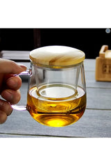 Professional Grade Borosilicate Glass Tea Infuser Mug with Bamboo Lid - 350ml - TryAladdin