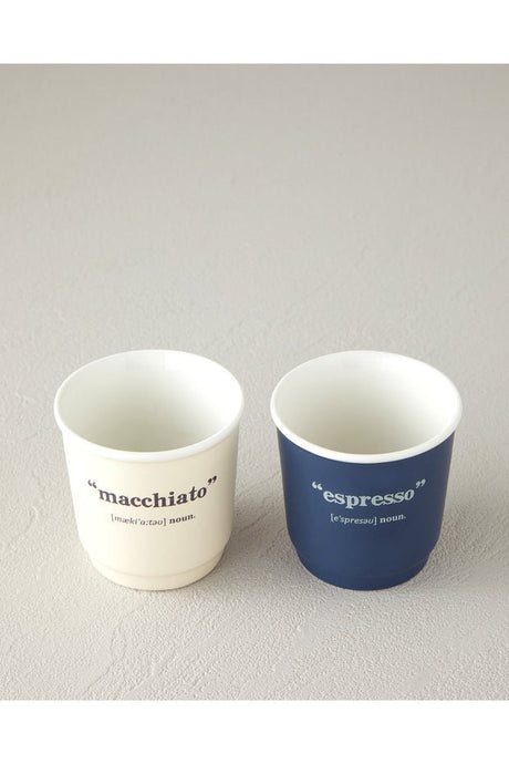 Professional Grade English Home Phoebe New Bone China Espresso Cup Set - 2 Piece, 90ml, Navy Cream - TryAladdin