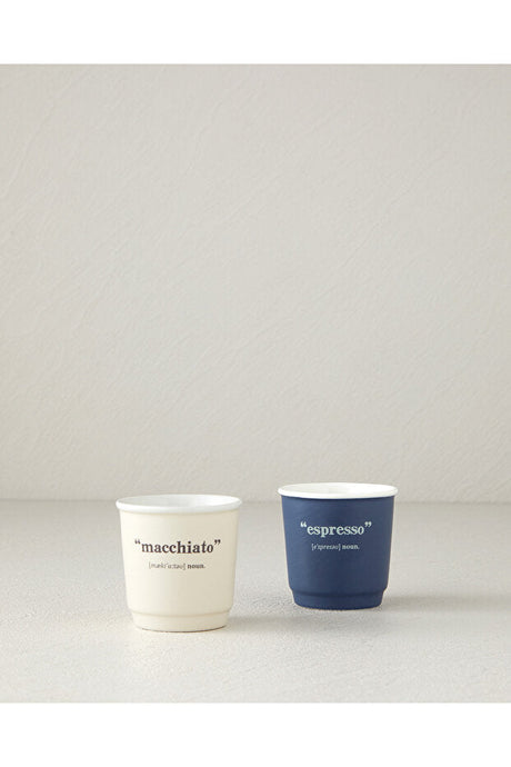Professional Grade English Home Phoebe New Bone China Espresso Cup Set - 2 Piece, 90ml, Navy Cream - TryAladdin