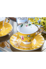 Professional Grade Vanilla Yellow New Bone China Espresso Cup Set - 2 x 90ml - TryAladdin