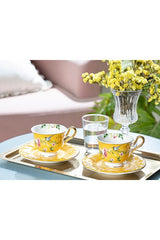 Professional Grade Vanilla Yellow New Bone China Espresso Cup Set - 2 x 90ml - TryAladdin