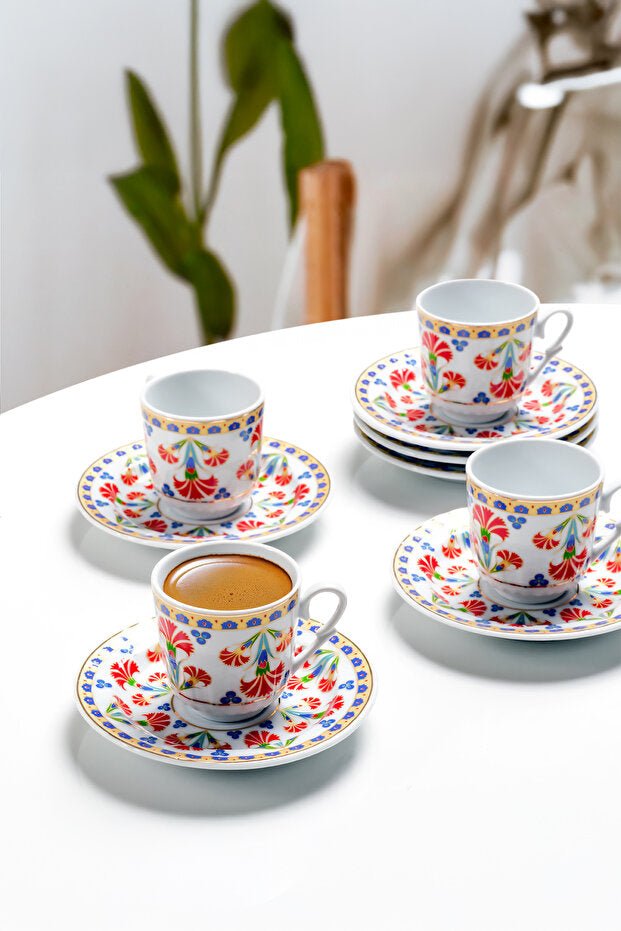 Professional Gural Porselen Sedef Turkish Coffee Cup Set - Set of 6 - TryAladdin
