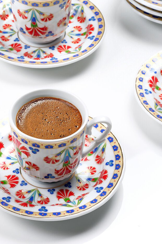 Professional Gural Porselen Sedef Turkish Coffee Cup Set - Set of 6 - TryAladdin