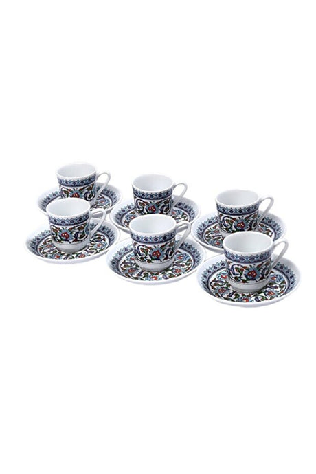 Professional Gural Porselen Topkapi Elegant Coffee Cup & Saucer Set - 12 - Piece - TryAladdin