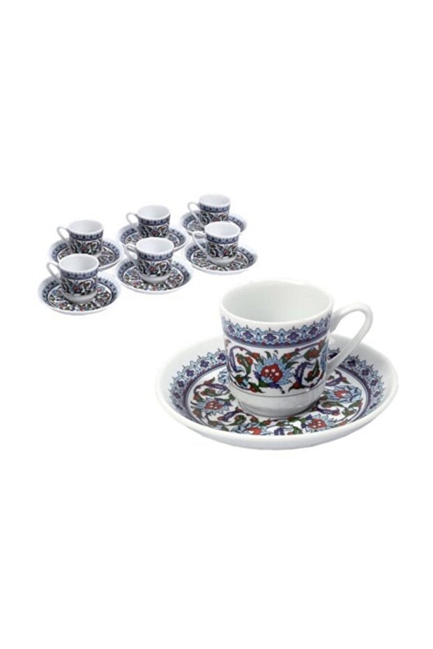 Professional Gural Porselen Topkapi Elegant Coffee Cup & Saucer Set - 12 - Piece - TryAladdin