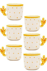Professional Hand - Made Ceramic Cactus Tea & Espresso Cup Set - 6 Pieces - TryAladdin