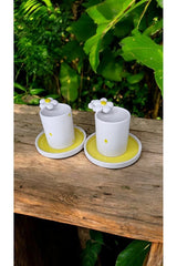 Professional Handmade Daisy Design Turkish Coffee Cup Set - 110ml - TryAladdin