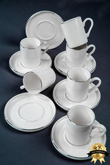 Professional Heda Ruya Platinum Gilded Porcelain Coffee Cup Set - 12 Pieces - TryAladdin
