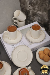 Professional Heda Ruya Platinum Gilded Porcelain Coffee Cup Set - 12 Pieces - TryAladdin