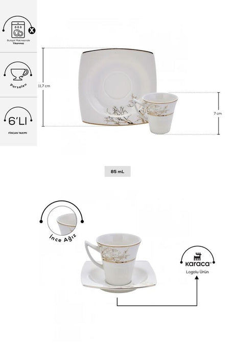 Professional Karaca Autumn Turkish Coffee Espresso Cup Set - 85ml (Set of 6) - TryAladdin