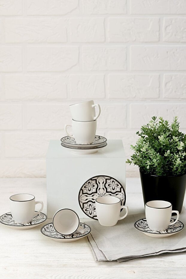 Professional Keramika Aspen Ceramic Coffee Set for 6 - 12 Pieces - TryAladdin