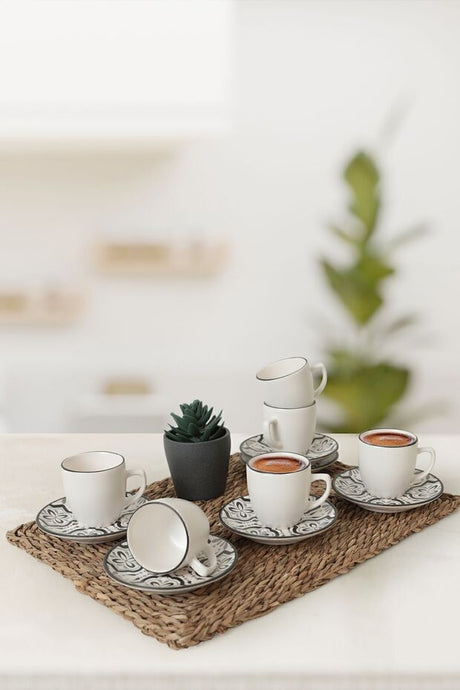 Professional Keramika Aspen Ceramic Coffee Set for 6 - 12 Pieces - TryAladdin