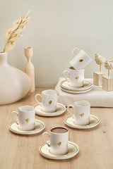 Professional Kitchen Life Premium Gold Gilded Porcelain Turkish Coffee Cup Set - 6 - Piece Set - TryAladdin