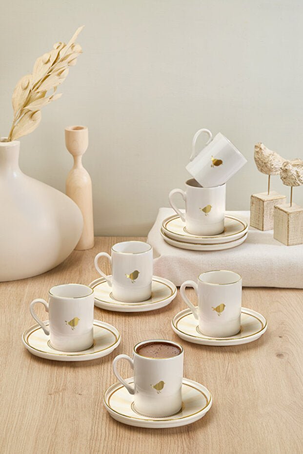 Professional Kitchen Life Premium Gold Gilded Porcelain Turkish Coffee Cup Set - 6 - Piece Set - TryAladdin