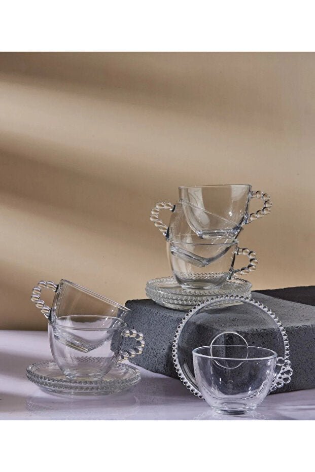 Professional Luxury Crystal Beaded Glass Turkish Coffee Cup Set - 12 Piece - TryAladdin