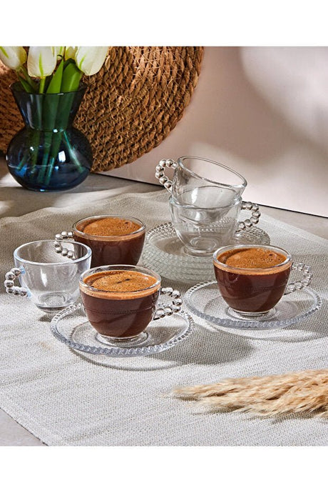 Professional Luxury Crystal Beaded Glass Turkish Coffee Cup Set - 12 Piece - TryAladdin