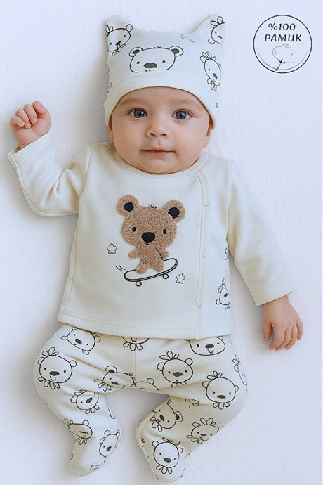 Professional Newborn 100% Cotton 3 - Piece Hospital Set - 0 - 3 Months - TryAladdin