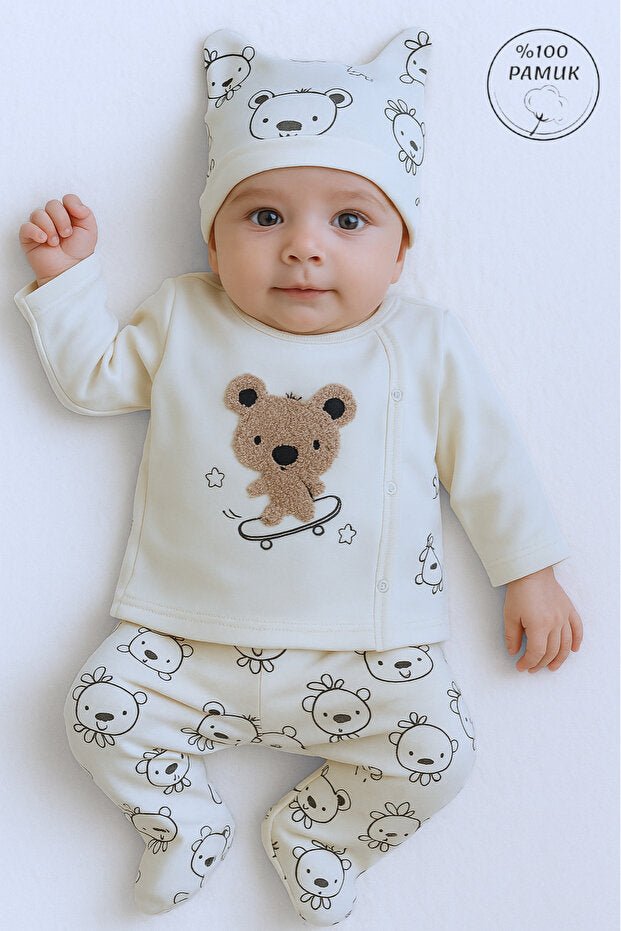 Professional Newborn 100% Cotton 3 - Piece Hospital Set - 0 - 3 Months - TryAladdin