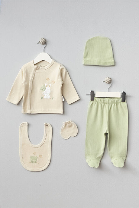 Professional Newborn 5 - Piece Hospital Exit Layette Set - Bear & Rabbit Design - TryAladdin