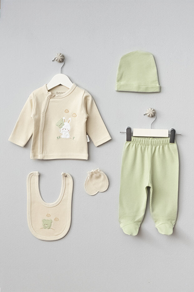 Professional Newborn 5 - Piece Hospital Exit Layette Set - Bear & Rabbit Design - TryAladdin