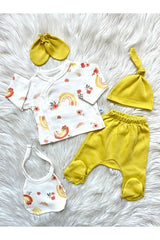 Professional Newborn 5 - Piece Rainbow Pattern Olive Green Layette Set - TryAladdin