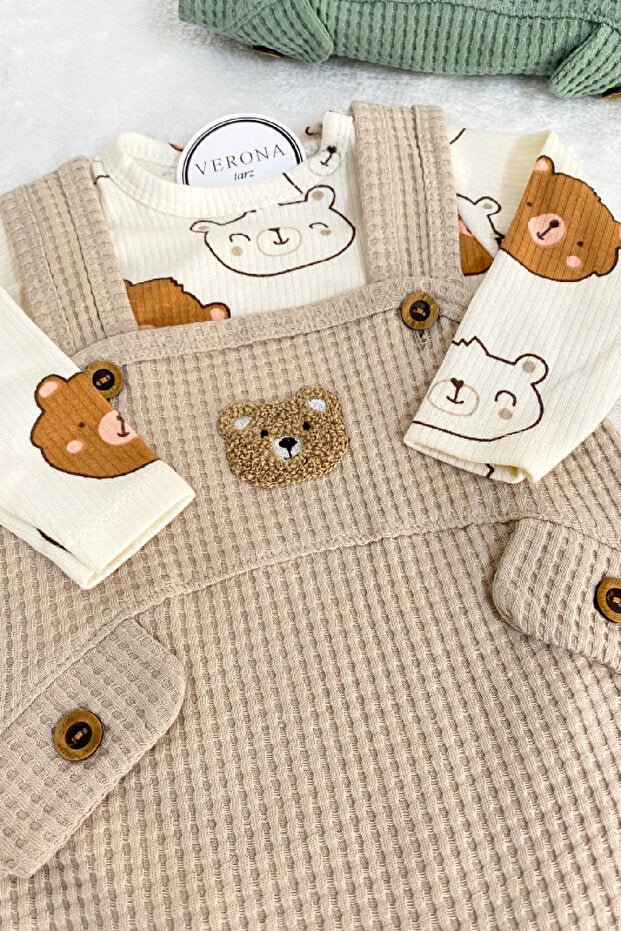 Professional Newborn Baby Boy Bear Embroidered 2 - Piece Overall Set - TryAladdin