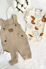Professional Newborn Baby Boy Bear Embroidered 2 - Piece Overall Set - TryAladdin