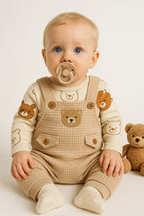 Professional Newborn Baby Boy Bear Embroidered 2 - Piece Overall Set - TryAladdin