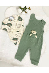 Professional Newborn Baby Boy Cotton Bear Romper Set - 2 Piece Long Sleeve Snaps - TryAladdin
