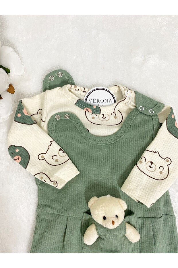 Professional Newborn Baby Boy Cotton Bear Romper Set - 2 Piece Long Sleeve Snaps - TryAladdin