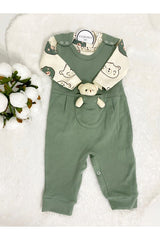 Professional Newborn Baby Boy Cotton Bear Romper Set - 2 Piece Long Sleeve Snaps - TryAladdin