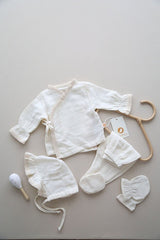 Professional Newborn Cotton Muslin Layette Set - Cream - TryAladdin