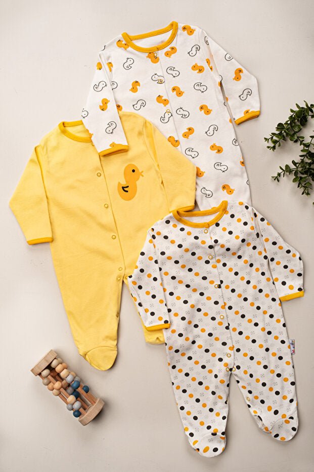 Professional Newborn Duck Patterned Romper Set - 3 Piece Pack - TryAladdin