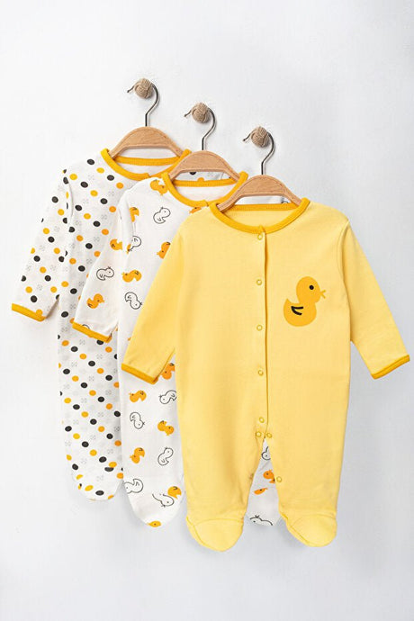 Professional Newborn Duck Patterned Romper Set - 3 Piece Pack - TryAladdin