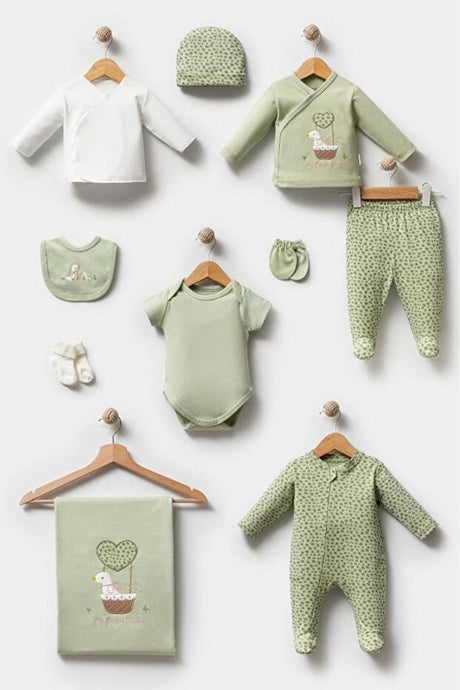 Professional Newborn Layette Set - 10 - Piece 100% Cotton Duck Design - TryAladdin