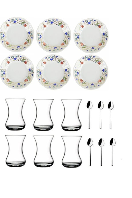 Professional Pasabahce Lalenaz Acem Turkish Tea Glass & Saucer Set - 18 - Piece - TryAladdin
