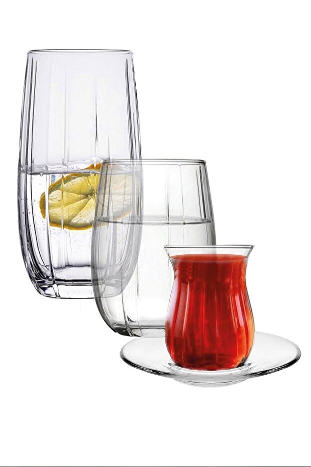 Professional Pasabahce Linka Glass Beverage & Tea Set - 24 Pieces - TryAladdin