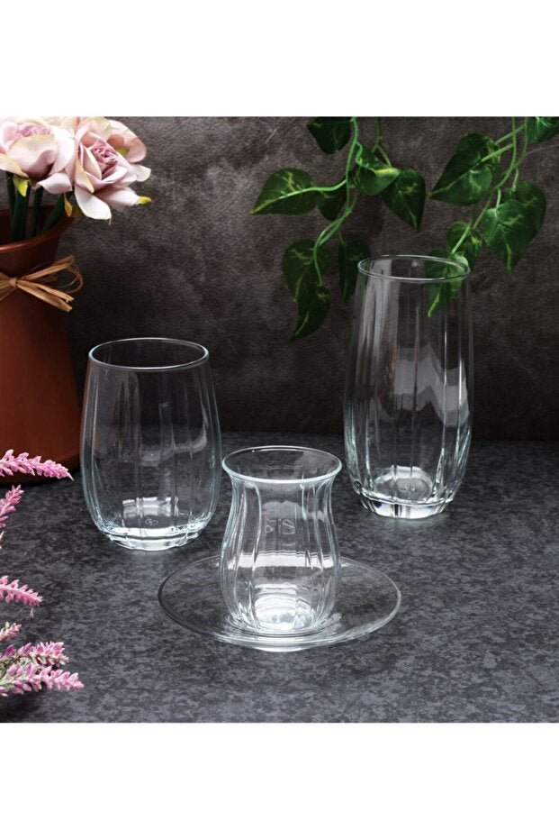 Professional Pasabahce Linka Glass Beverage & Tea Set - 24 Pieces - TryAladdin