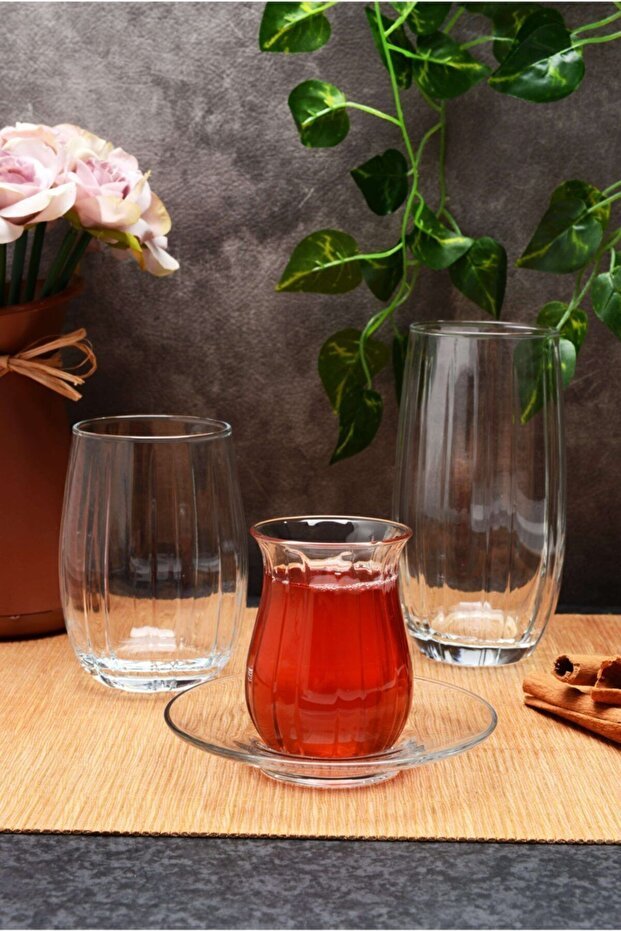 Professional Pasabahce Linka Glass Beverage & Tea Set - 24 Pieces - TryAladdin