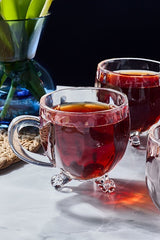 Professional Perotti Richard Footed Glass Tea Cups with Handle - Set of 4, 170cc - TryAladdin