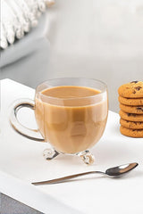 Professional Perotti Richard Footed Glass Tea Cups with Handle - Set of 4, 170cc - TryAladdin