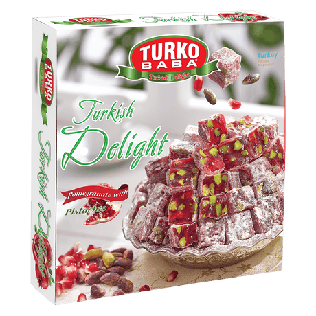 Professional Pomegranate & Pistachio Turkish Delight Loukoum - 550g - TryAladdin