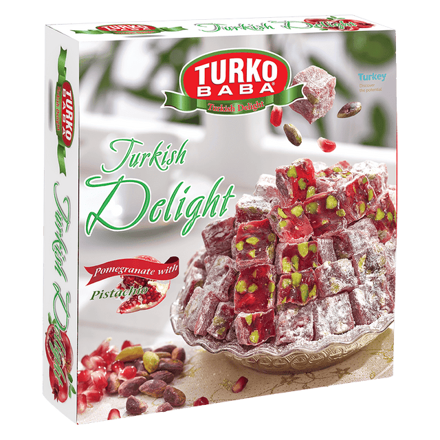 Professional Pomegranate & Pistachio Turkish Delight Loukoum - 550g - TryAladdin