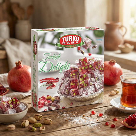 Professional Pomegranate & Pistachio Turkish Delight Loukoum - 550g - TryAladdin